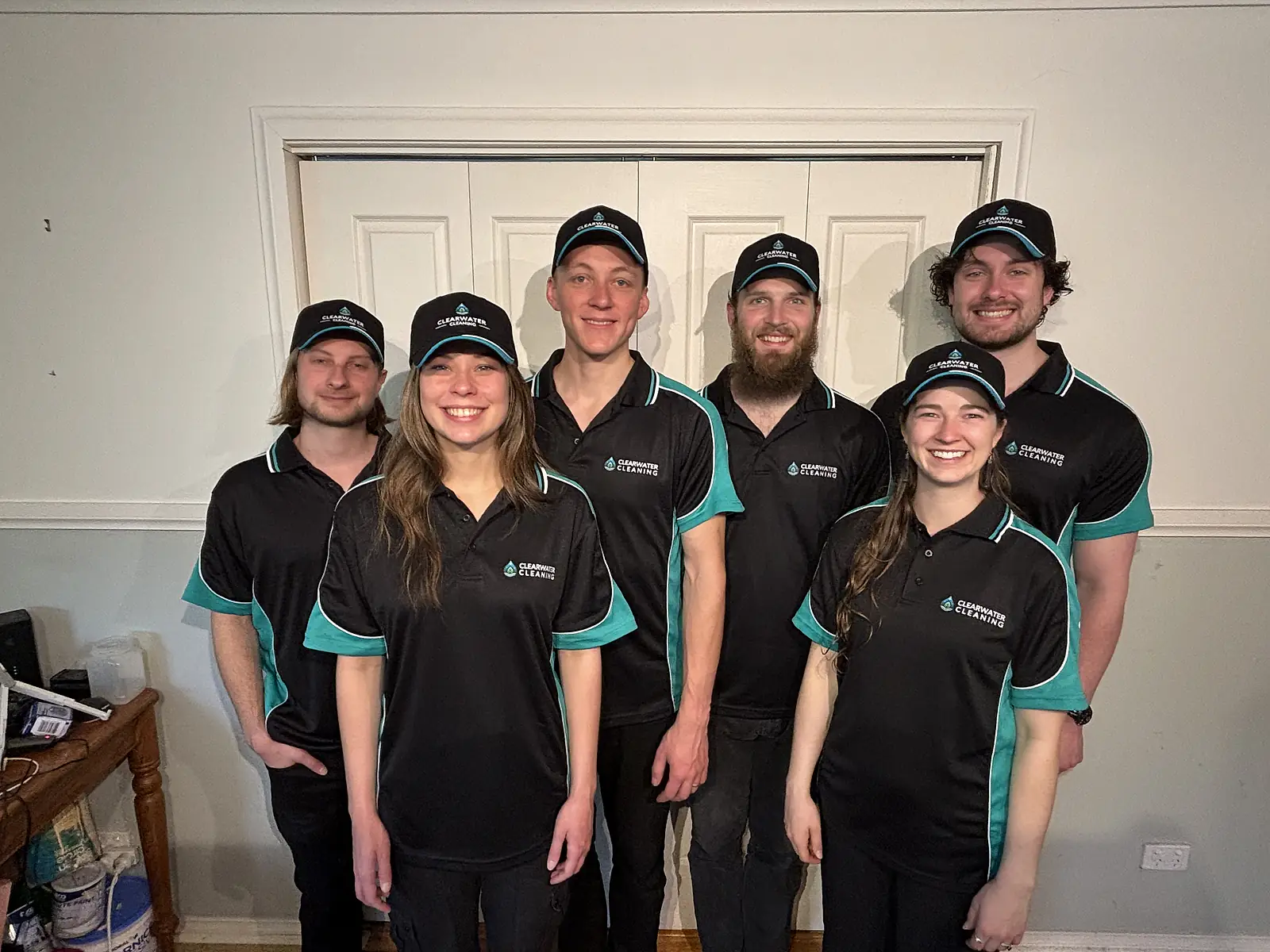 The Clearwater Window Cleaning team in branded uniform